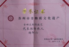热烈祝贺杨阿六先生评选为苏州市市级非物质文